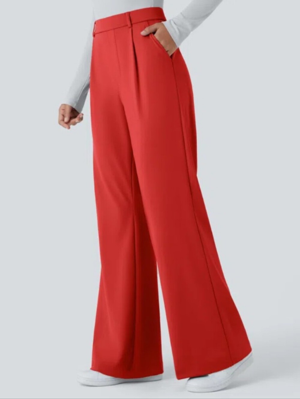 Halara Flex Day Stretch High-waisted Pocket Work Pants Red